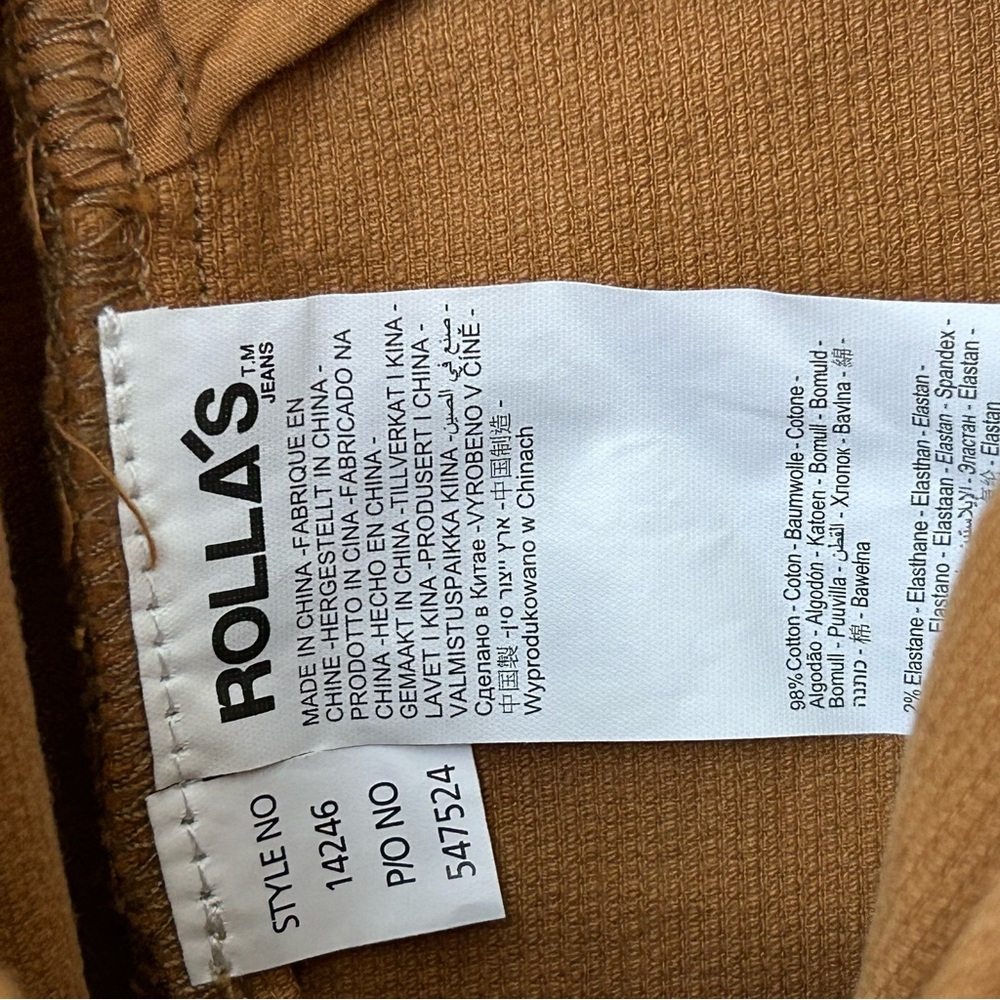 NWT ROLLA'S Brown High Rise Straight Corduroy Jeans Size 31 - Picture 5 of 5